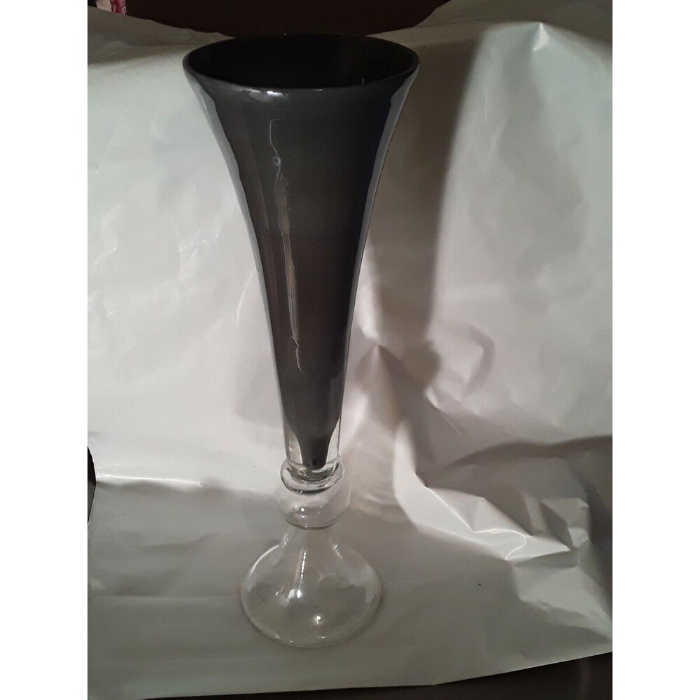 Cased Glass Vase, Gray and Clear